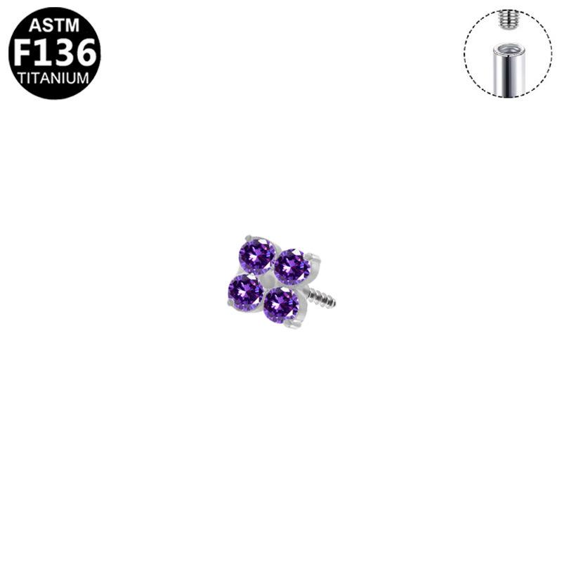 Fashionable F136 Titanium Four-Leaf Clover Ear Stud (Head Only)