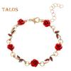 3 Pcs/Set Red Rose Jewelry Set Floral Theme Romance Vintage France Style Valentines Day Mothers Day Present Earrings Adjustable Rhinestone Necklace