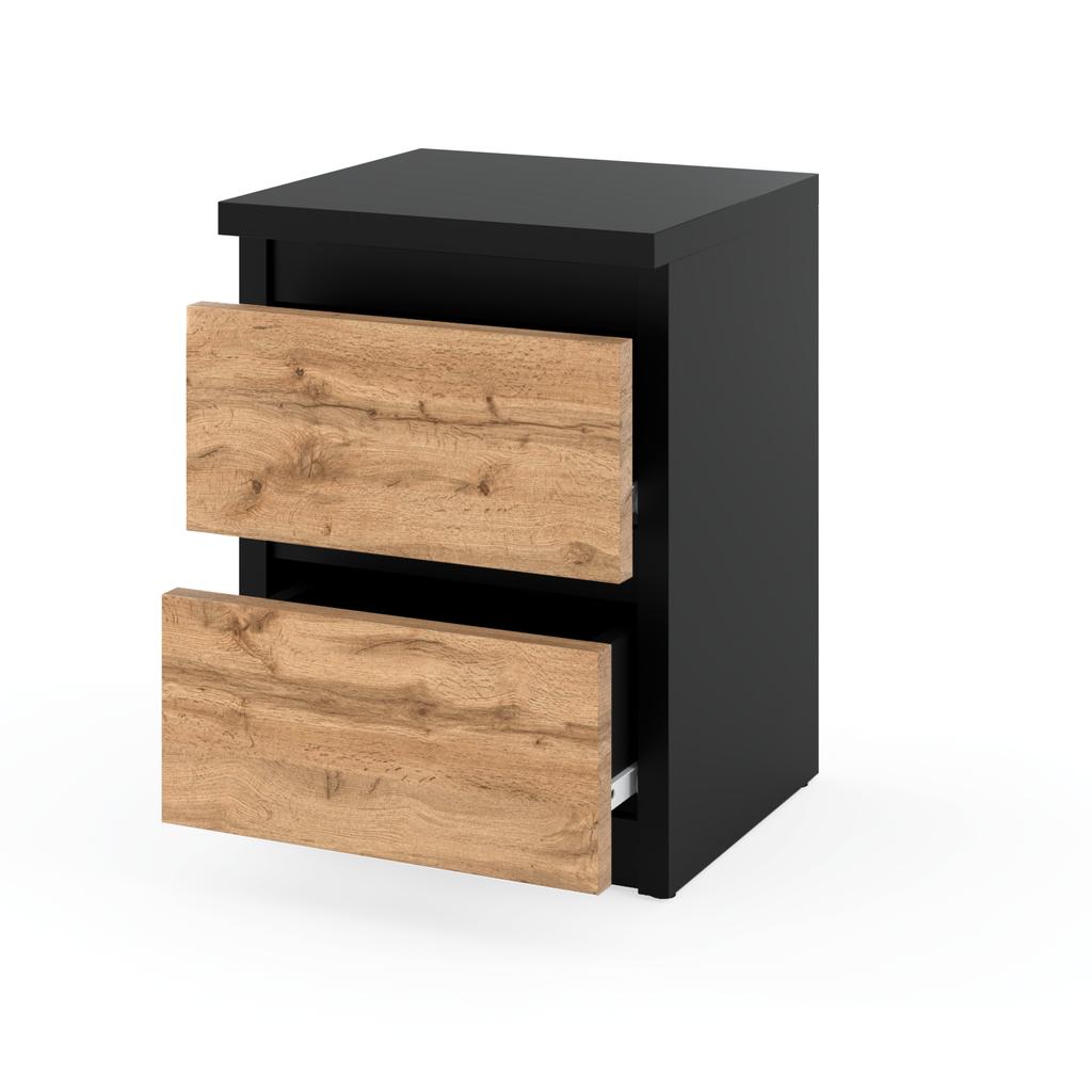 Black Oak Night Cabinet Wotan 30 Cm 2 Drawers Tv Table For Loft Bedroom
