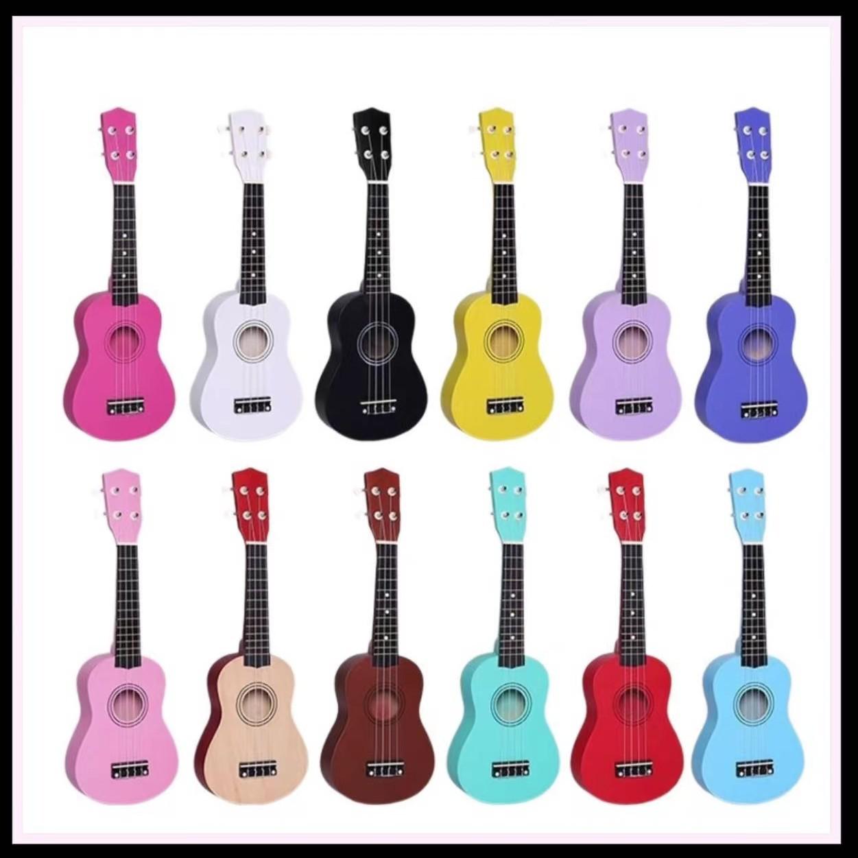 21/23-Inch Beginner All-Wood Colored Ukulele with Accessories (Small 4-String Guitar)