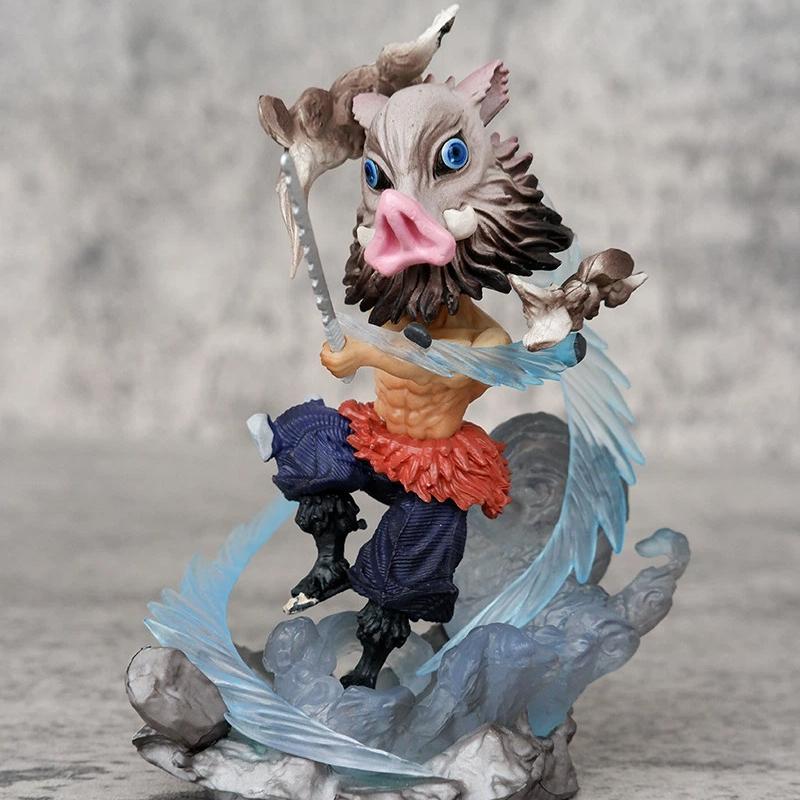 Anime Demon Slayer Hashibira Inosuke Combat Action Figure Model Toys Desk Decor Collectible Gifts PVC Form Statue Doll Boxed Poseable Articulated