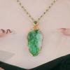 Popular golden branches and jade leaves Original floating flower leaf pendant Necklace Temperament Fashion temperament Personality Versatile pendant