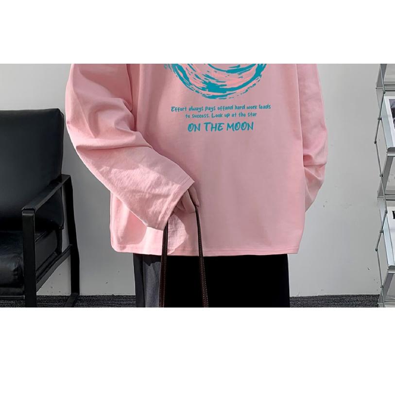 Printed Autumn Winter Sweater Men's Spring and Autumn 2024 Korean New Round Neck Loose Top Chic Hong Kong Style Trendy