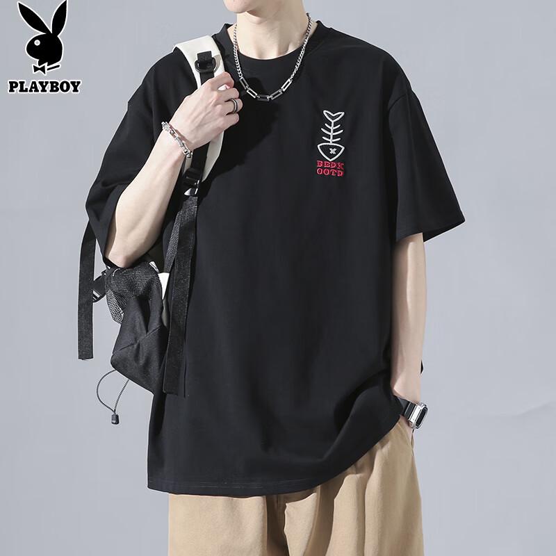 PLAYBOY Men s Pure Cotton Loose Fit Short Sleeve T-Shirt 3XL
