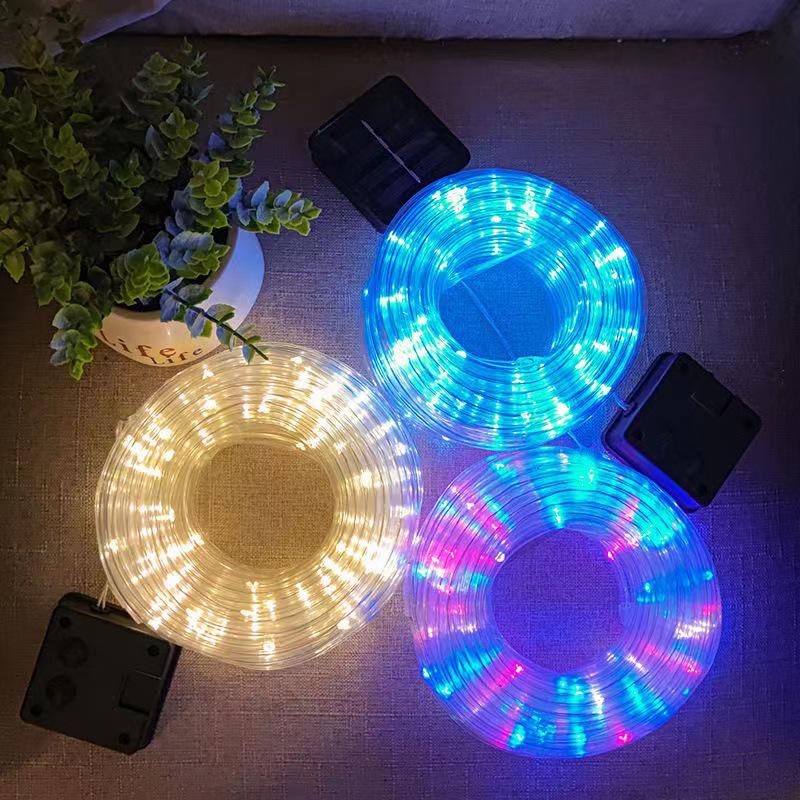 Solar-Powered LED Strip Lights: Colorful Outdoor Christmas Soft Tube with Battery/USB Copper Wire In Seven Rainbow Colors