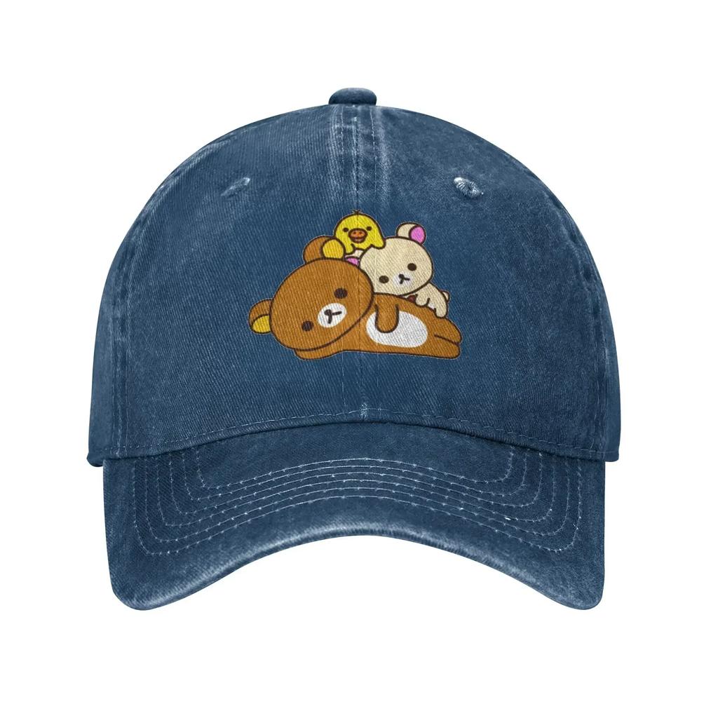 Washed Baseball Cap Rilakkuma Summer Trucker Hat For Women Unisex friends Design Print Outdoor Sport Sun Snapback Cap