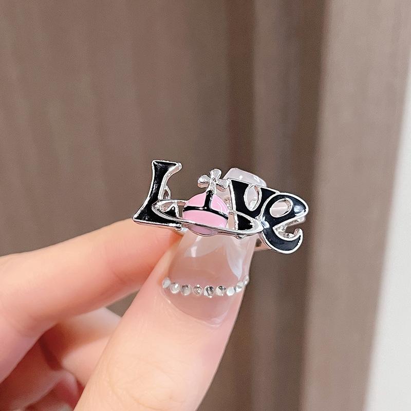 

Star Pink And Black Two-Color Oil Drop Ring, High-End Sense, Personalized Female Niche Design Sense, Sweet And Cool, Spice Girl Index Finger Ring