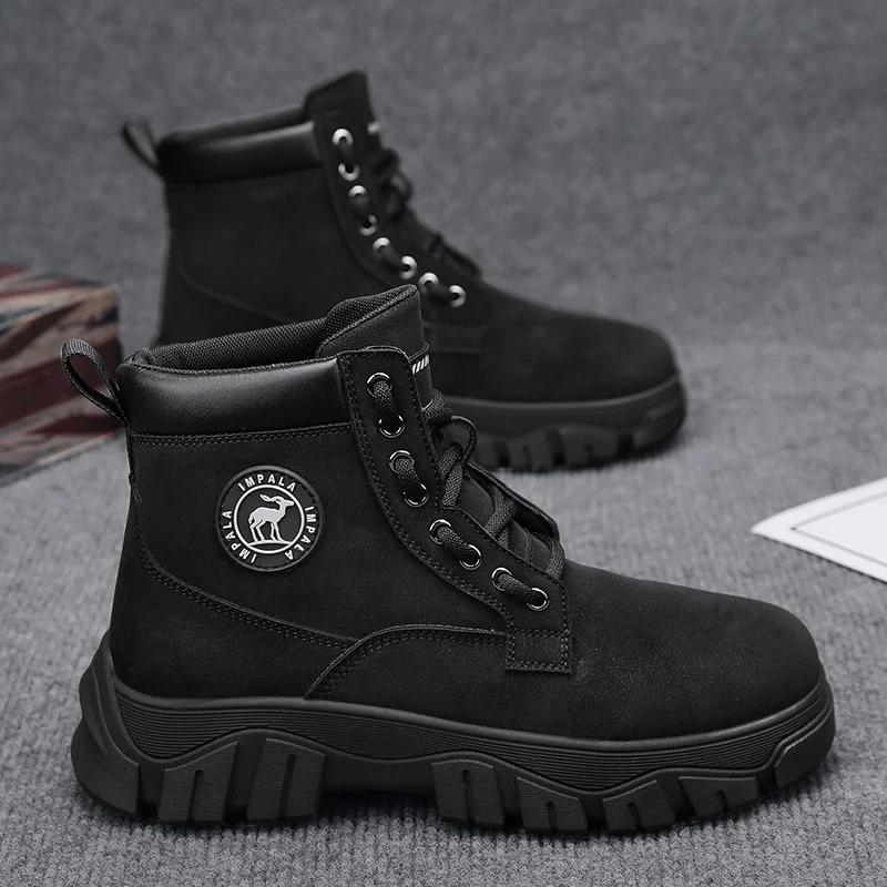 

Модная обувь Мужские ботильоны Повседневные кроссовки Мужские кроссовки Лоферы Спорт и отдых Нескользящая уличная обувь Толстая подошва Модная новинка 44 чёрный