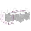 VidaXL Garden Dining Set with Cushions 7 Pcs, Table and Chairs with Adjustable Backrest, Outdoor Patio Furniture 3212254