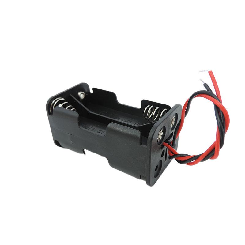 10pcs 4 Solts AA Battery Holder 6V 1.5V for AA Batteries Black Plastic Storage Box Case Dual Layers with 2pin Cable Connector