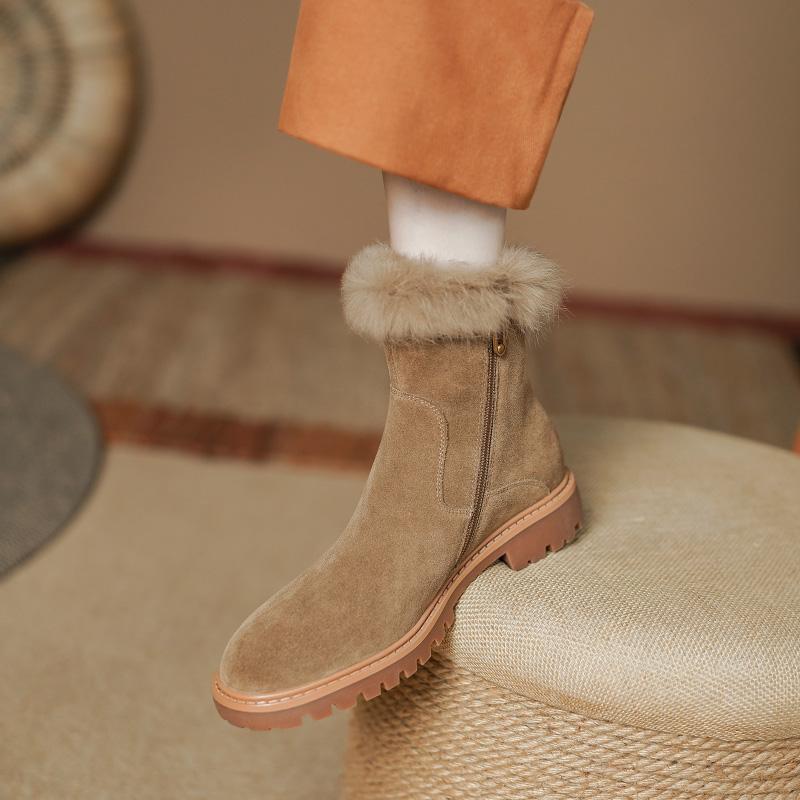 2024 Newest Genuine Leather Women Boots Winter High Quality Thick Heels Casual Working Shoes Woman Ankle Boots Shoes for Women