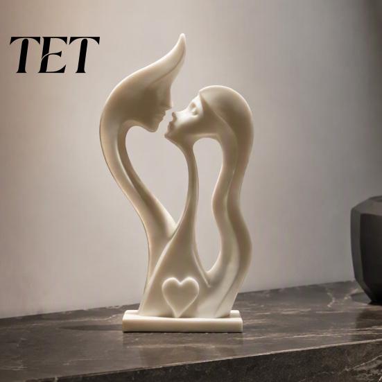 Romantic Couple Sculptures for Bedroom Abstract Figurine, Modern Minimalist Lover Statue Home Decor, Love Sculpture Ceramic Texture PLA Craft Display