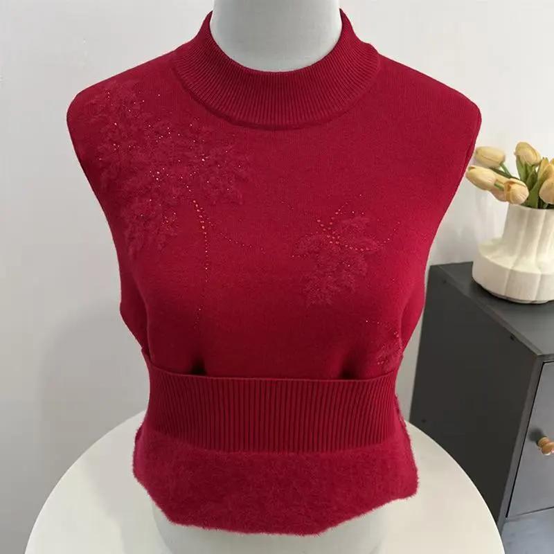 Plus Velvet Thick Sweater Mother Extra-thick One-piece Velvet Knitted Bottoming Shirt Warm Knitted Top Women