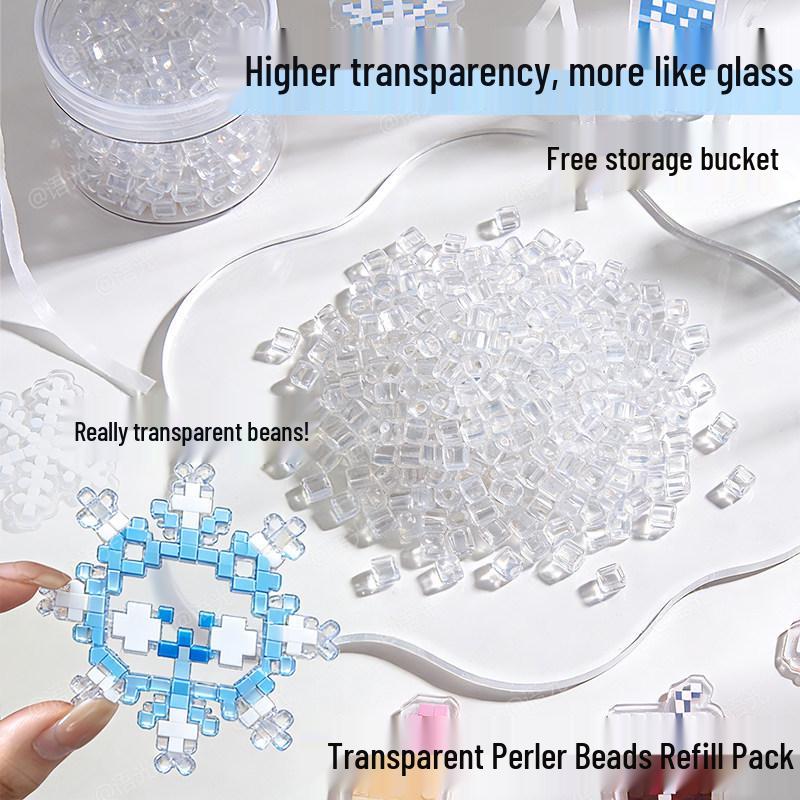 Clear Puzzled Beans Special Color Refill Pack, Black & White, 2.6mm Handmade DIY Fuse Beads Toy Set