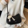 Small bag women's 2025 summer new fashion portable crescent bag foreign style shoulder bag fashion solid color commuter armpit bag