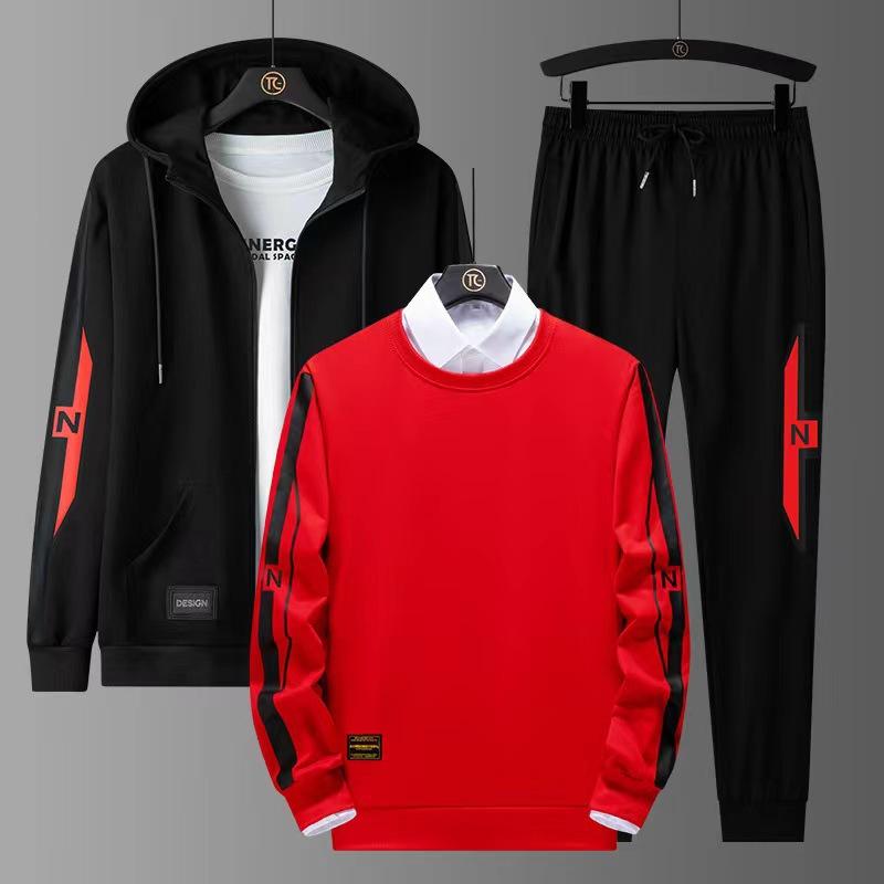 Autumn and Winter Tracksuits 3 Piece Men 'S Sports Suit Plus Size 8xl Men's Autumn and Winter Sweater Three Piece Set