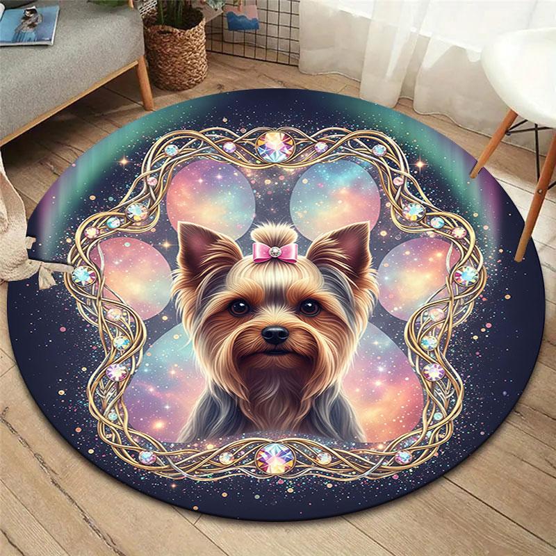 Dogpaws Round Area Rug,Carpet Rug for Living Room Bedroom Sofa Playroom Decor,Non slip Floor Mat