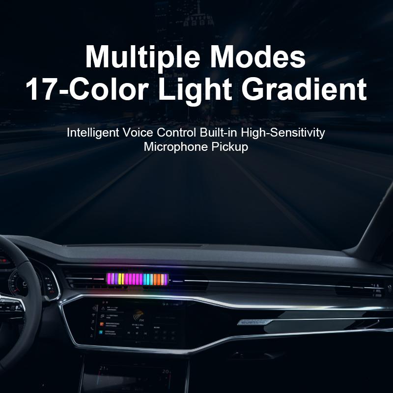 RGB Atmosphere Light Bar Rhythm Pickup Lights LED 3D Double Sided Ambient Lamp Music Sound Control Air Freshener Aromatherapy