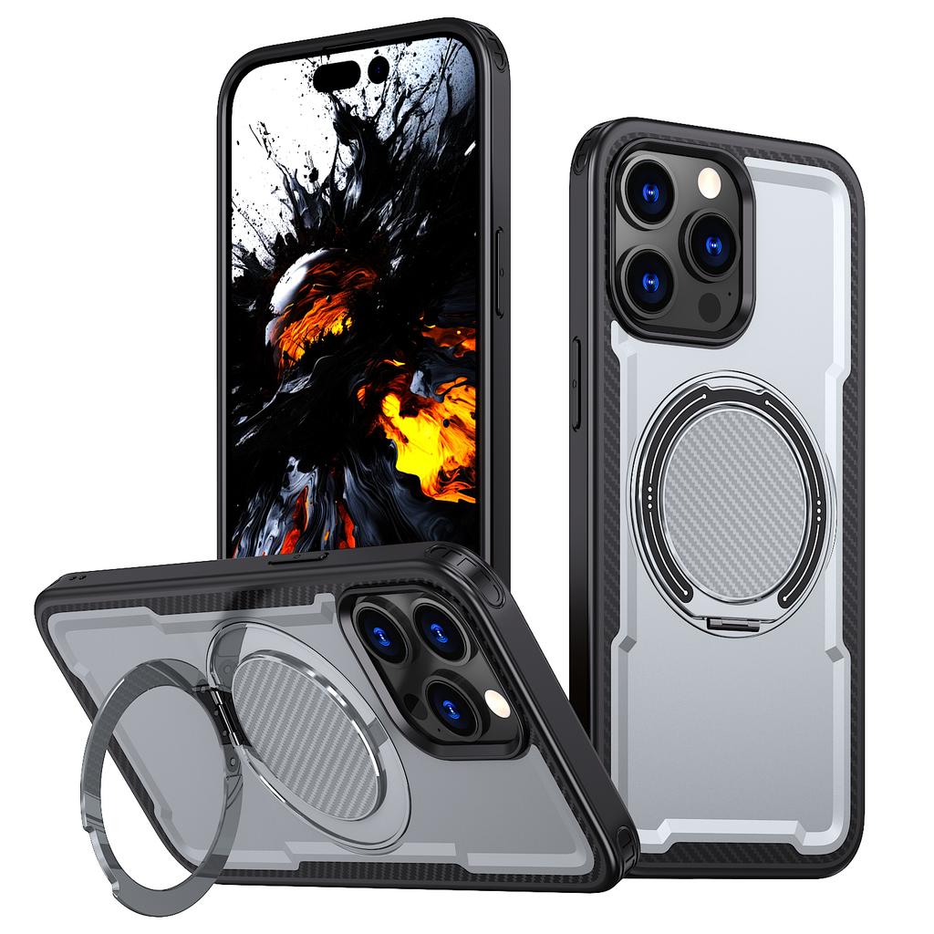 For iPhone 13 Pro Max Case Compatible with MagSafe TPU + PC Phone Cover with Damping Rotating Stand