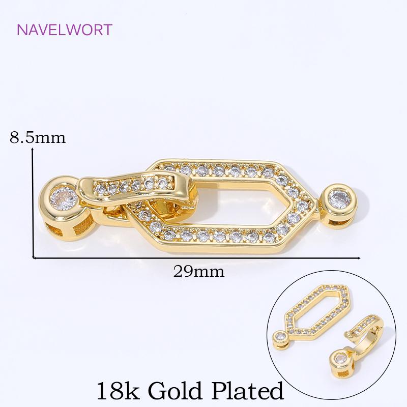 18K Gold Plated Brass Jewelry Clasps For Bracelets Making,With Zircon Connector Clasp,Locks For Jewelry,DIY Necklace Accessories