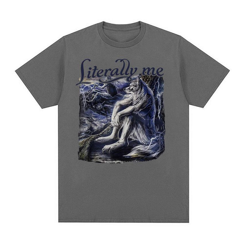 Sitting Wolf Literally Me Alpha Wolf Funny Meme T Shirt Unisex Fashion Hip Hop Short Sleeve Tshirts Unisex Casual Oversized Tshirt