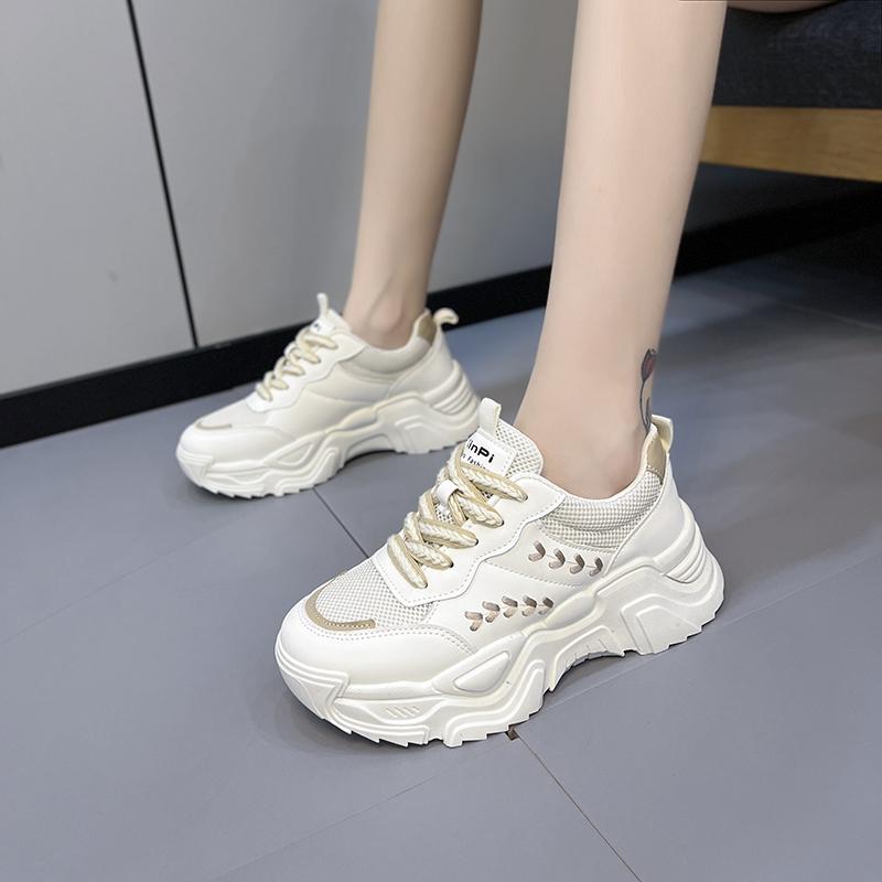 Women's Vulcanized Shoes 2024 Spring and Autumn Hollow Mesh Shoes of Women Lace-Up Sneakers Casual Shoes Femmes Tennis Shoes