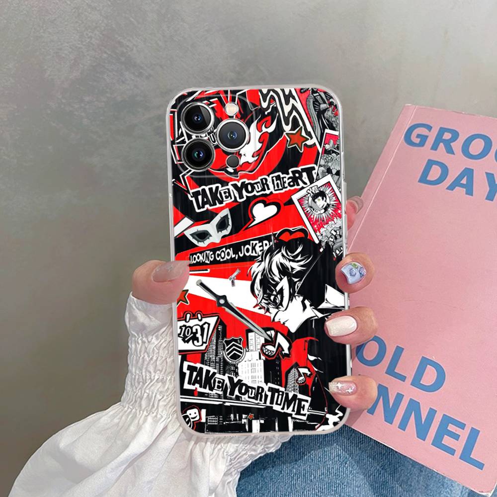 Persona 5 Transparent Phone Case for iPhone 17 Air 16 Pro Max 15 14 13 12 11Plus Shockproof Cover