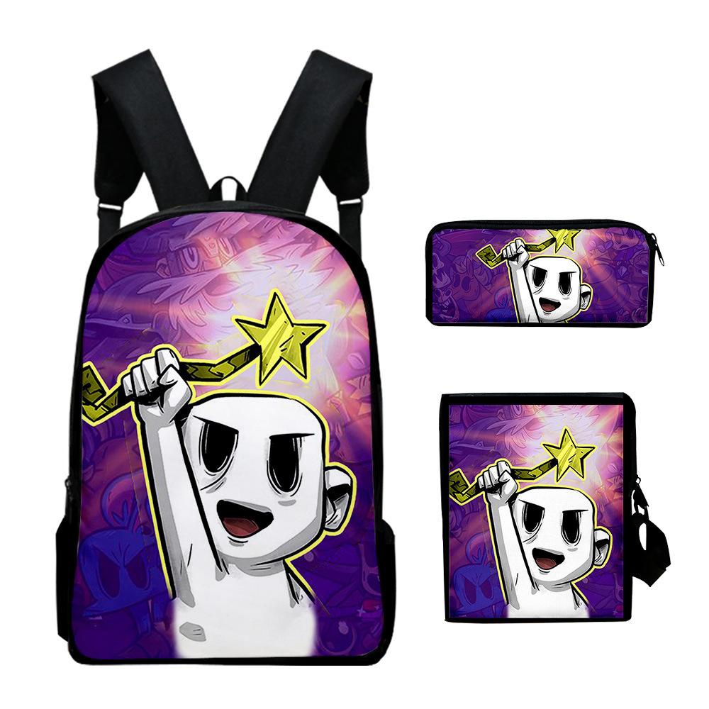 Classic Novelty Nobody Saves the World 3D Print 3pcs/Set School Bags Laptop Daypack Backpack Inclined Shoulder Bag Pencil Case