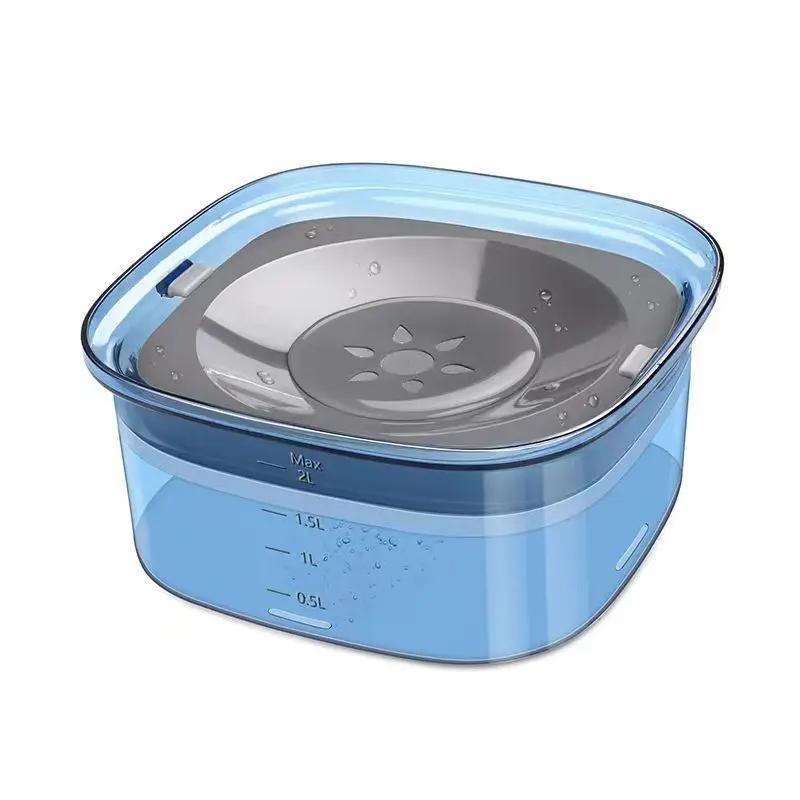 2L Spill Proof Pet Dog Cat Water Bowl Reduce Refill, Anti Splash No Mess Dispenser Dripless Slow Drinking Water Bowl