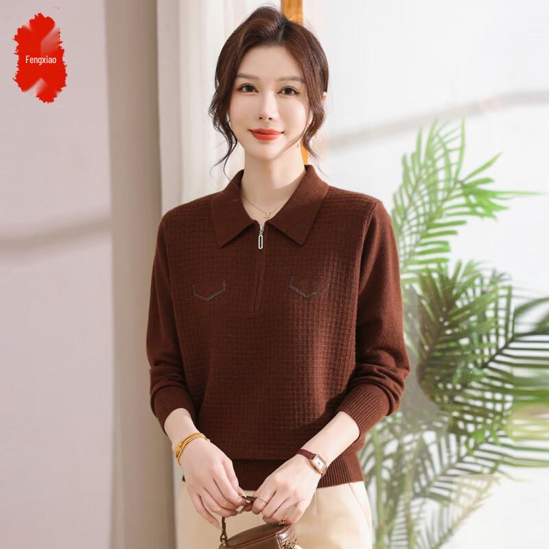 Women s Zipper Collar Knit Sweater L