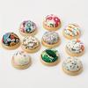 1pc Floral Design DIY Sewing Pin Cushion, Craft Cloth Pin Holder with Wood Base, Colorful Needle Organizer for Hand Sewing