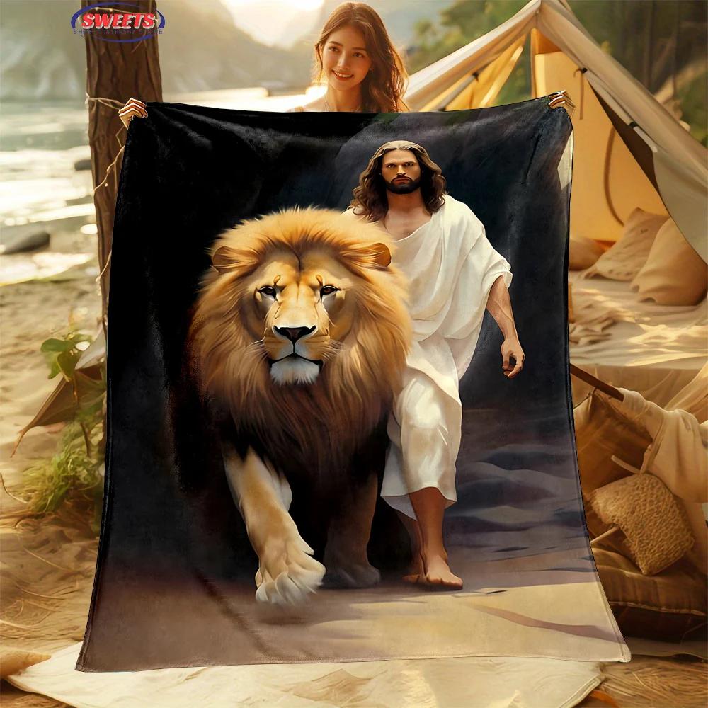 NO.3 Comfortable and Soft Cross Jesus Blanket, Add Beauty To The Home, All Seasons, Home Office Can Be Used, Nap Camping Blanket