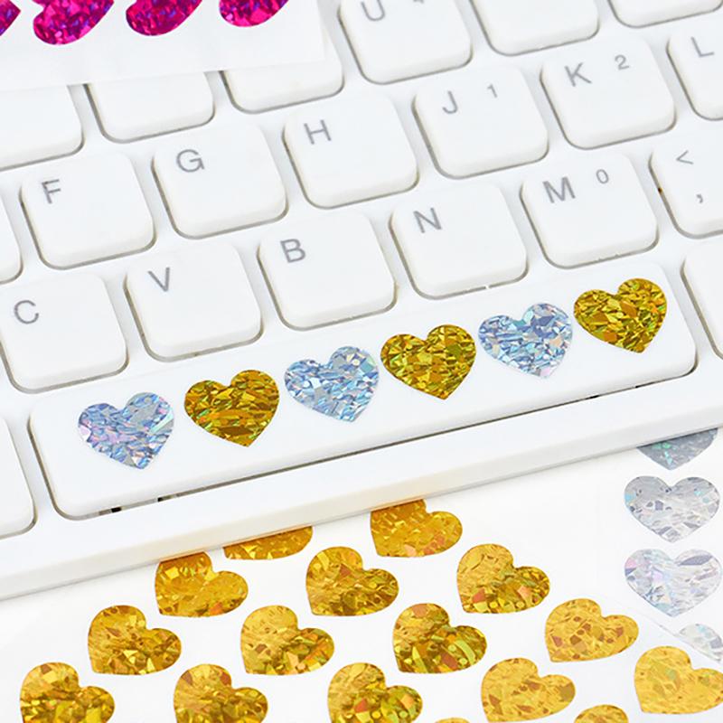 10 Sheets Laser Small Heart Stickers Glitter Shiny Red Gold Silver Valentine Stickers Diy Journal Diary Decoration Stickers