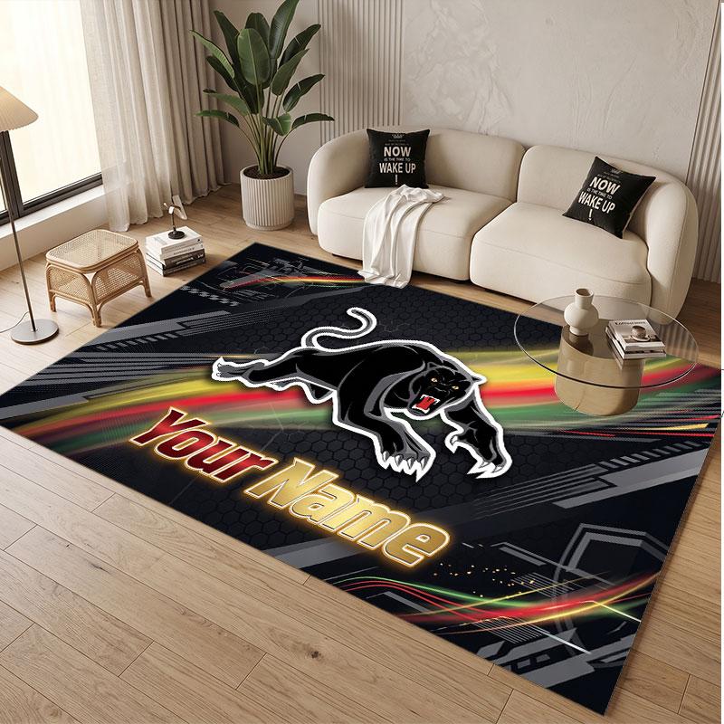 Custom Rug Penrith Panthers Pattern Print Name Text Soft Non‑Slip Floor Carpet for Home Indoor Decoration