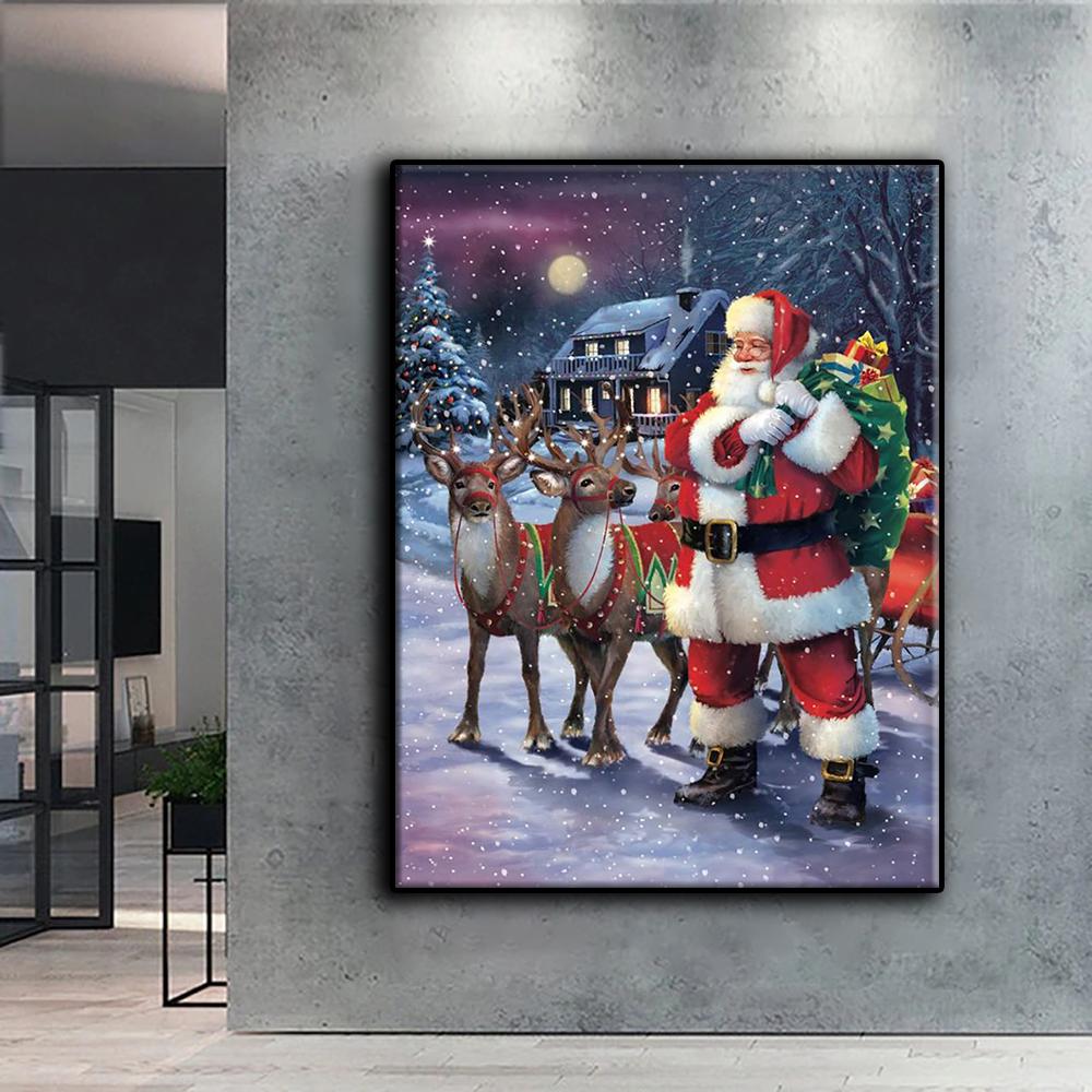 Diamond Painting Christmas Tree Santa Snowman Embroidery Cross Stitch Rhinestone Home Decor