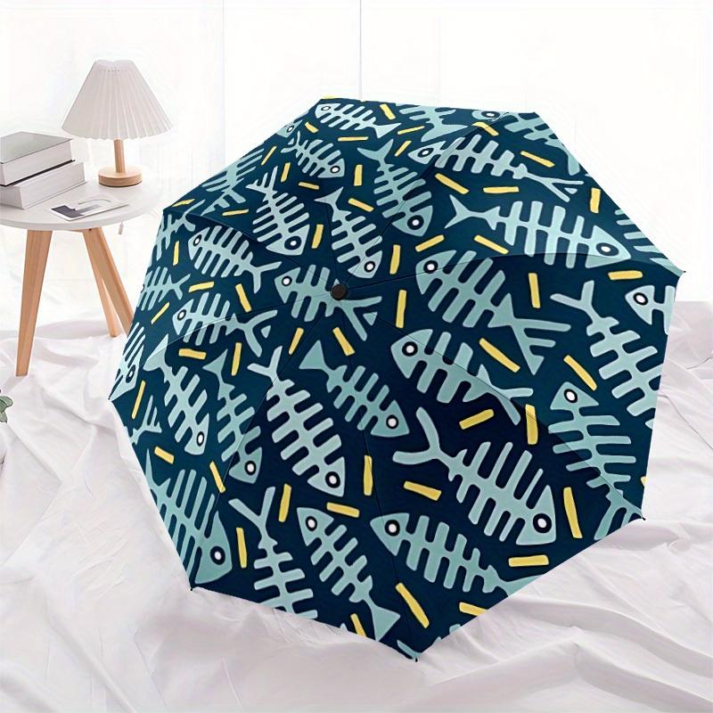1pc Fishbone-patterned Automatic Umbrella - 8-Rib Foldable Design, Outdoor Adventures, and Family Celebrations yy250829093