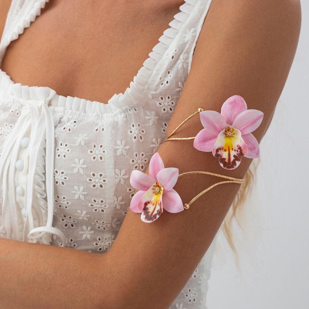 Exquisite Open Arm Bangle Egg Flower Armband Fairy Armlet  Hand Jewelry
