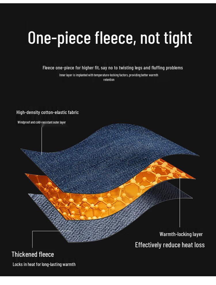 JEEP SPIRIT Men's Fleece Lined Loose Straight Jeans