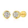 Gold 18K Zircon Screw Earrings - European & American Style Small Bone Studs