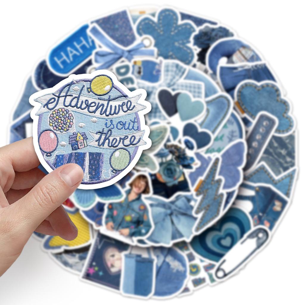 50 Denim Ins Style Graffiti Stickers Small Fresh Girl Heart Decoration Mobile Phone Case Computer Tablet Stickers