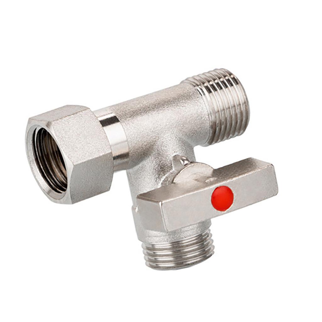 Steel Tee Stop Valve Adapter T Connector Valve Adapter Multipurpose Valves for Bidet Sprayer & Toilet Tank Installation
