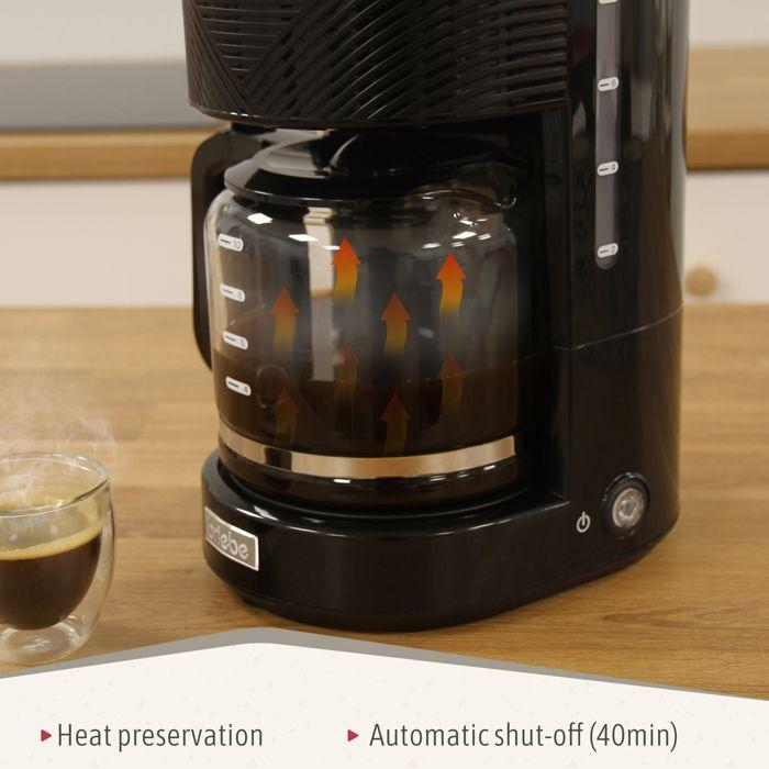 Elegance Set Cafetière à Filtre 10 Tasses Café+ Mousseur à Lait Électrique Briebe SKT1188BLK 1000W Noir 05046