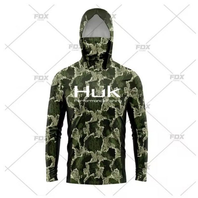 Mens UV Protection Fishing Hoodie With Face Cover Quick Dry Breathable Long Sleeve Outdoor Shirt