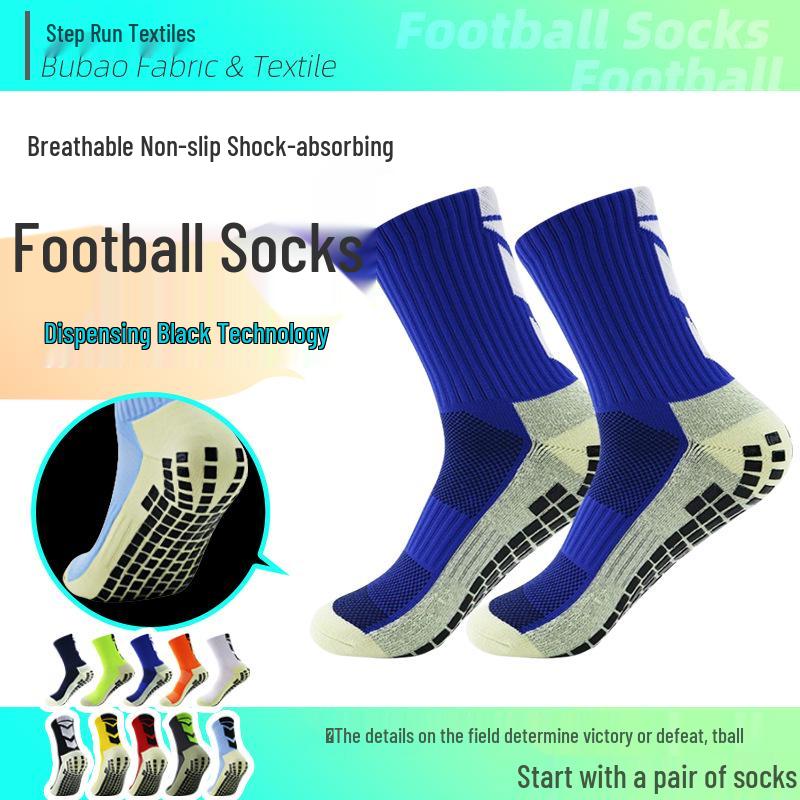 Non-slip Mid-calf Outdoor Football Socks – Breathable, Sweat-absorbing, Wear-resistant with Towel Bottom & Dot Glue Grip