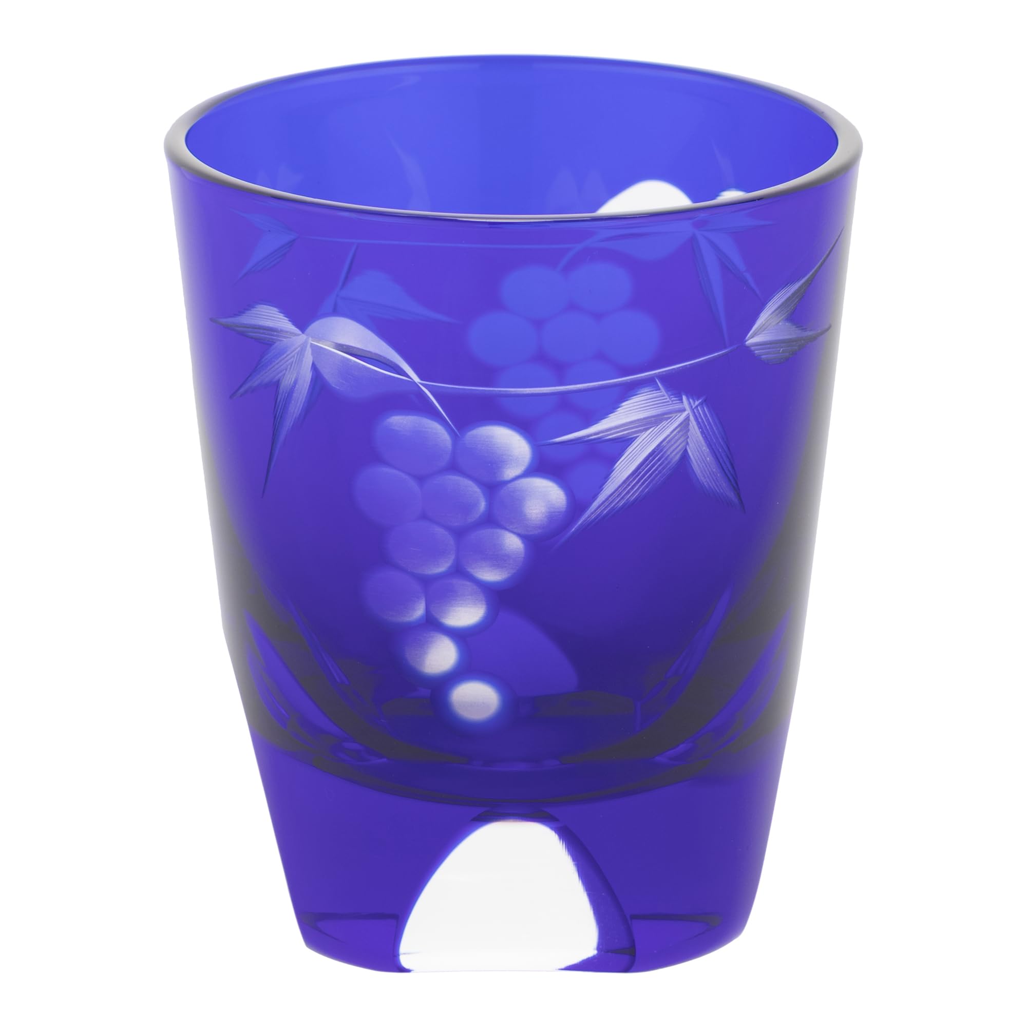 

[Authentic Product] Tajima Glass Edo Kiriko Sake Cup (Guinomi) - Approx. 5cm Diameter x 6cm Height, Approx. 50ml Capacity, Grape Pattern, Lapis Lazu