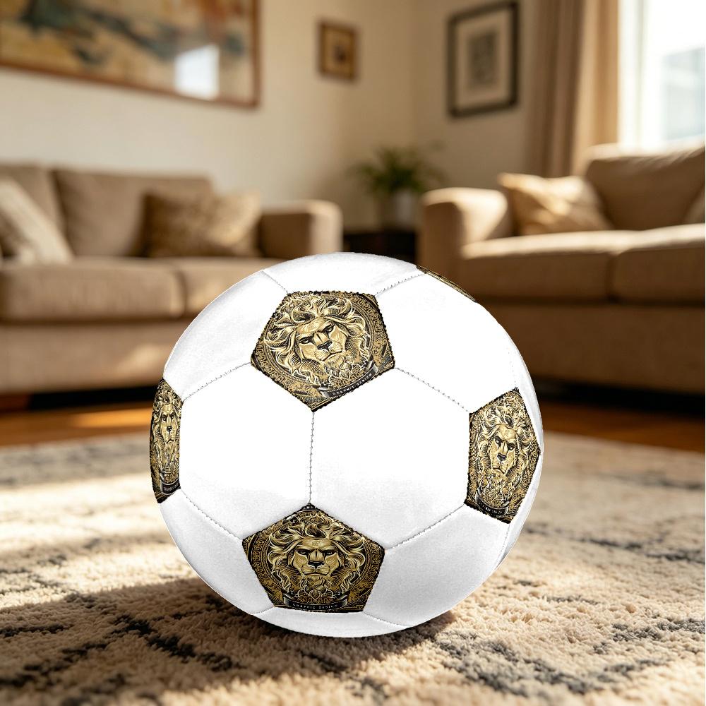 1PC Golden Lion Graphic Art Soccer Ball Size 5 Football Machine Sewn Indoor/Outdoor Universal Football N35