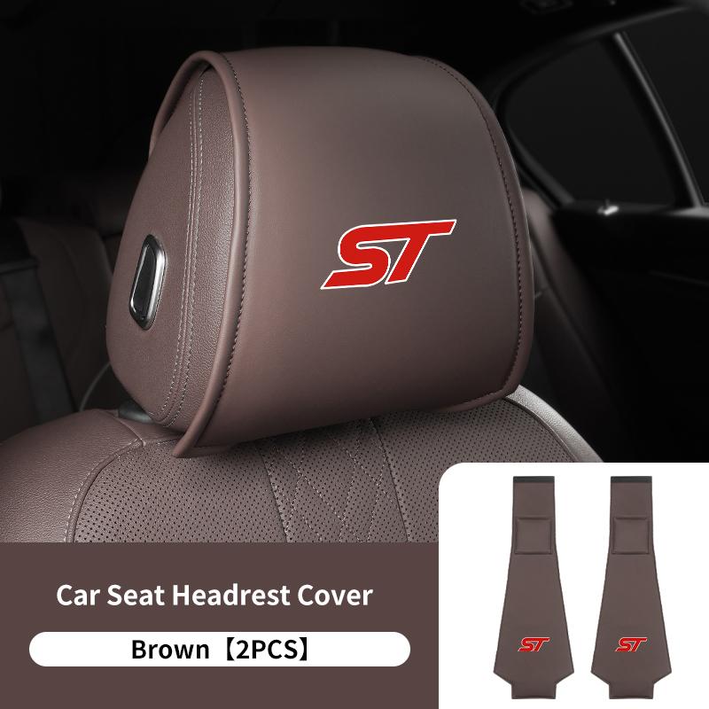 PPWE7 1/2PCS Leather Car Seat Headrest Protective Cover Auto Interior Accessories For Ford Escort KA Flex Everest KA Expedition Falcon
