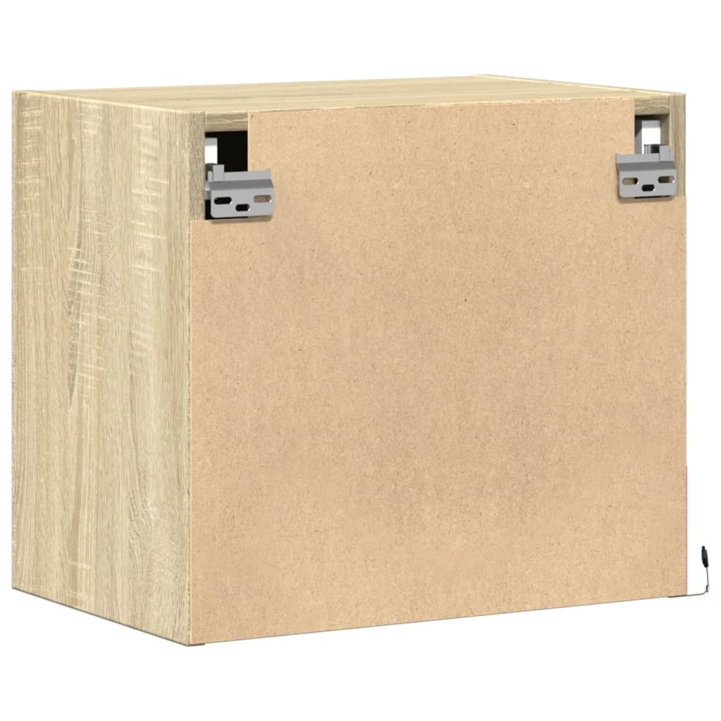 Wall Mounted Nightstands with LED Lights 2 pcs Sonoma Oak