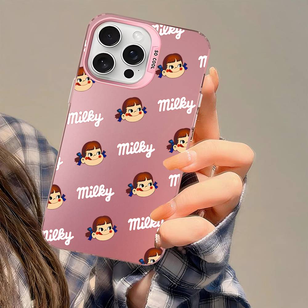 Fujiya Milky Peko-Chan Phone Case For IPhone 17 16 15 14 13 12 11 Pro Max Color Black Matte Cover