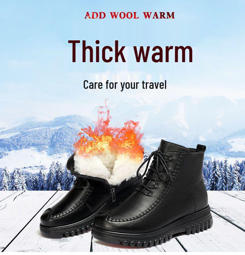 Women's Mid-Calf Winter Cotton Boots: Fleece-Lined, Thick-Soled, Non-Slip, Versatile, Comfortable, Fashionable, Available In Large Sizes.
